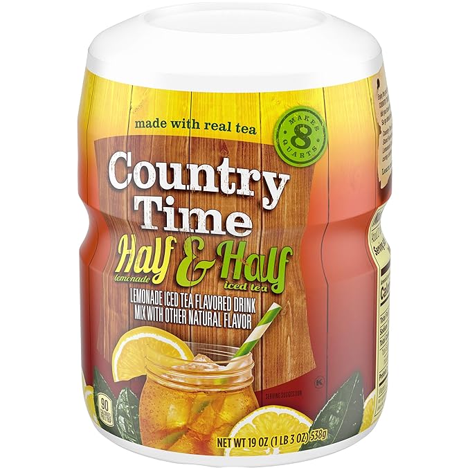 Country Time Half & Half Lemonade Iced Tea Naturally Flavored Powdered Drink Mix 12 Count 19 oz Canisters