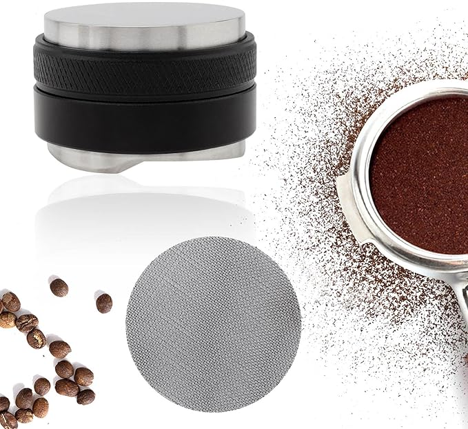 53mm Coffee Distributor & Tamper, Dual Head Coffee Leveler and Espresso Puck Screen Fit for Breville 53mm Portafilter, Adjustable Depth Professional Barista Espresso Hand Tamper for Espresso Machine