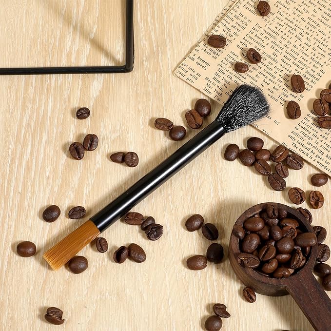 Giantree Dual Head Coffee Brush, Coffee Grinder Brush, Dusting Espresso Brush Coffee Grinder Cleaner, Barista Tools for Coffee Machine Toaster Cleaning(Black)