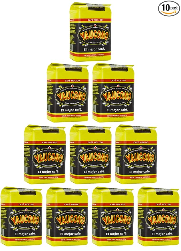 Yaucono Ground Coffee Bagged, 14 Ounce (Pack of 10)
