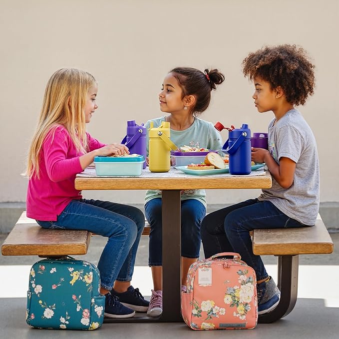 Kids Insulated Water Bottle with Straw - 12oz Stainless Steel Water Bottle with Dual Spouts, Leak-Proof, BPA-Free, Double Wall Vacuum Keeps Cold for 24 Hours for Sports, School (Mountbatten Pink)