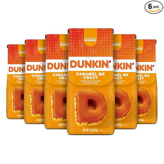 Dunkin' Caramel Me Crazy Flavored Ground Coffee, 11 Ounces (Pack of 6)