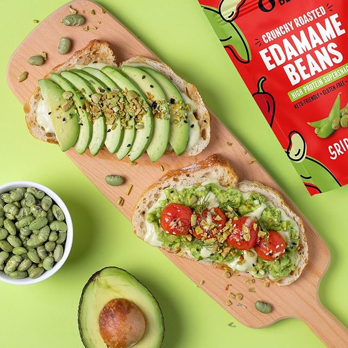 The Only Bean Crunchy Roasted Edamame Snacks Pack (Sriracha), Protein Keto Food, Gluten Free, Asian Japanese Snacks, Hot Spicy Snack, 0.9oz 10 Pack