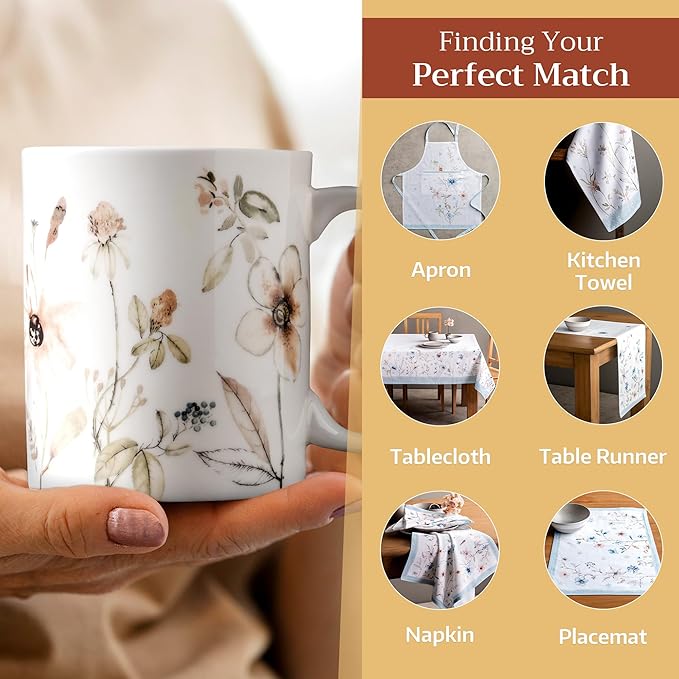 Maison d' Hermine Coffee Mug with Handles Fine Bone China Mugs Pack of Two Tea Cups for Hot Beverages Cappuccino Latte Home Restaurant Office Perfect for Gift (Ice Florals, 12 Ounce)