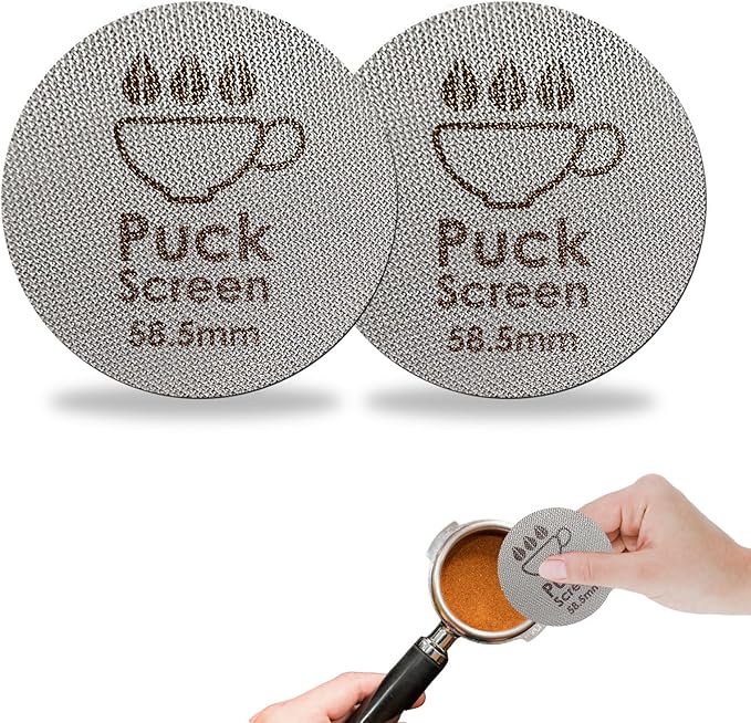 58.5mm Puck Screen - 2 PCS Coffee Puck Screen for 58.5mm Portafilter, Stainless Steel Espresso Puck Screen 1.7mm Thickness 150μm, Reusable Portafilter Puck Screen Barista Accessories