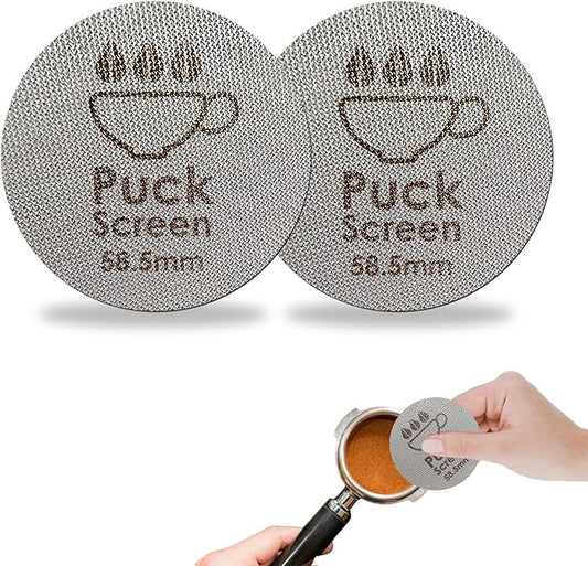 58.5mm Puck Screen - 2 PCS Coffee Puck Screen for 58.5mm Portafilter, Stainless Steel Espresso Puck Screen 1.7mm Thickness 150μm, Reusable Portafilter Puck Screen Barista Accessories