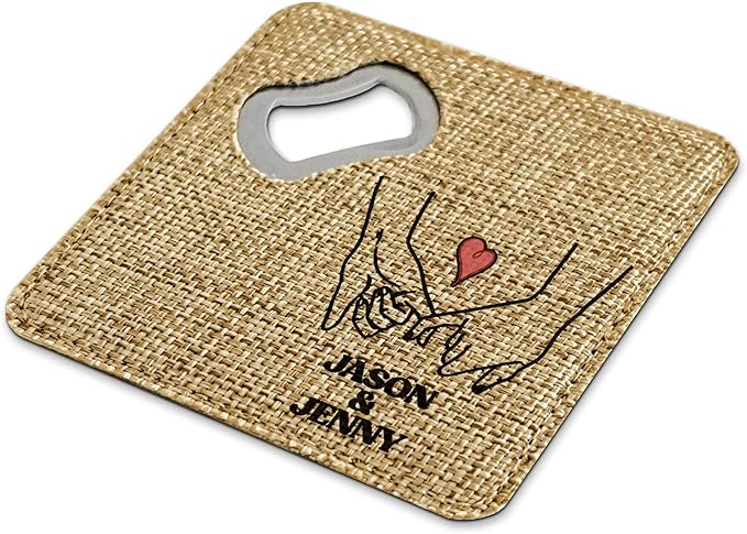 Smile Art Design Family Couple Names Custom Coaster Bottle Opener Burlap Material Personalized Prints Personalized Gifts Christmas House Warming for her him Valentine's Day Gift Style8