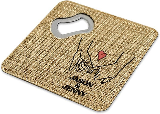 Smile Art Design Family Couple Names Custom Coaster Bottle Opener Burlap Material Personalized Prints Personalized Gifts Christmas House Warming for her him Valentine's Day Gift Style8