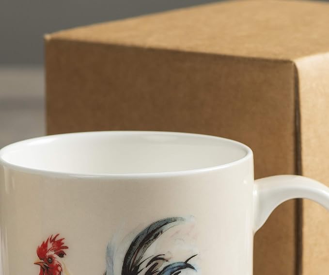 Maison d' Hermine Coffee Mug with Handles Fine Bone China Mugs Pack of One Tea Cups for Hot Beverages Cappuccino Latte Home Restaurant Office Perfect for Gift (Campagne - Coq, 15 Ounce)