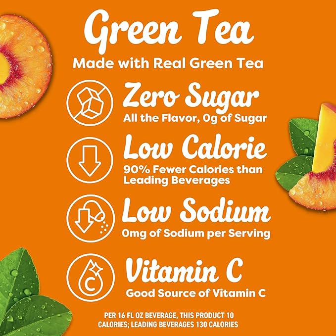 Crystal Light Drink Mix, 10 Packets, for Convenient On-the-Go Flavorful Hydration, Naturally flavored with other natural flavor Peach Mango Green Tea, Zero Sugar, 0.8 oz