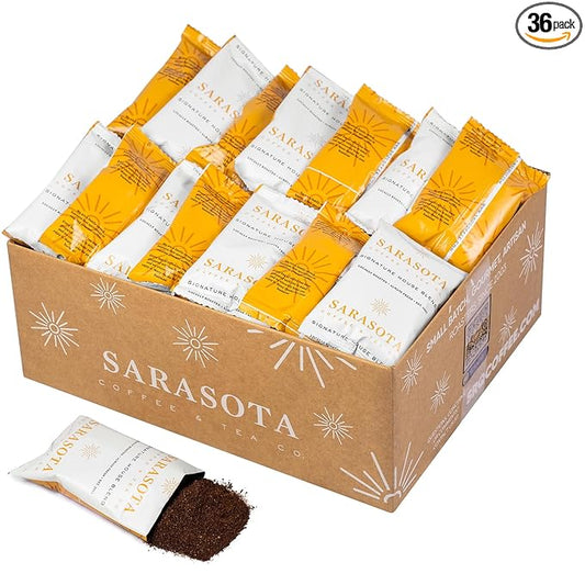 Breakfast Blend 2.5oz Coffee Packets – Medium Roast Bulk Ground Packs for 12-Cup Drip Brewers, Low Acid, Fresh-Sealed Fractional Bags, 36 Count by Sarasota Coffee