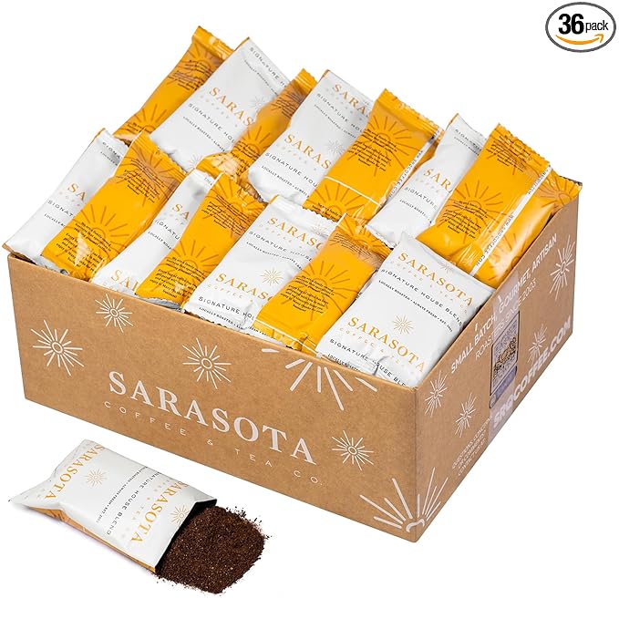 Coffee Packets – 2oz Ground Coffee Packs, Breakfast Blend, 36 Single-Pot Pouches, Low Acid Medium Roast, Mold-Free, Ideal for Office & Hospitality