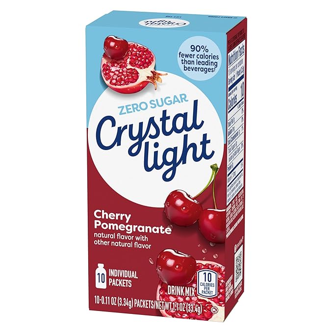 Crystal Light Drink Mix, 120 Packets, for Convenient On-the-Go Flavorful Hydration, Naturally Flavored Cherry Pomegranate with other natural flavor, Zero Sugar, 0.11 oz each