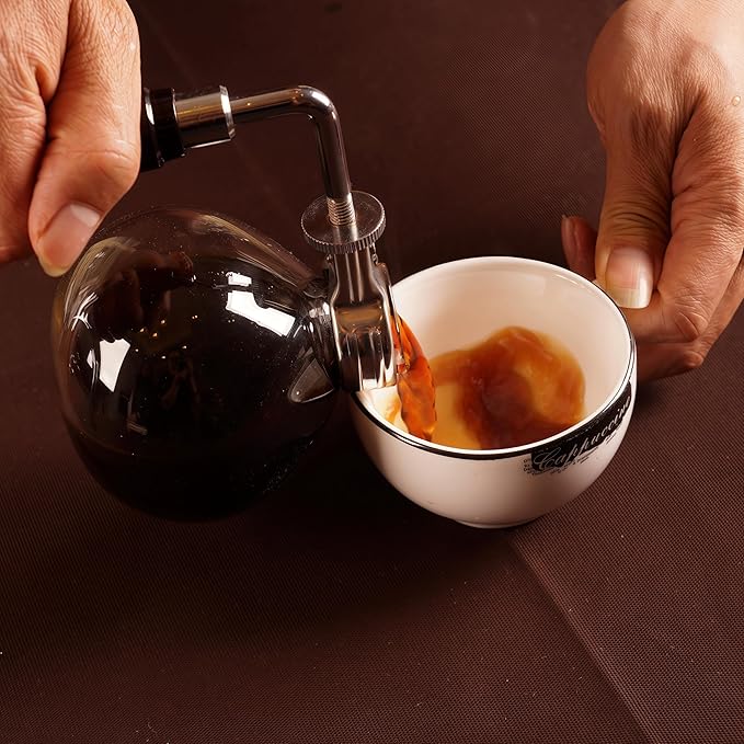 Borasilicate Glass Syphon Coffee Maker, 5-Cup 600ml(20.3 oz)Vaccum Gravity Clear Coffee Tabletop Siphon Pot with Reusable Cloth Filter Coffee Brewer Hot Tea Maker Machine(Standard Edition)