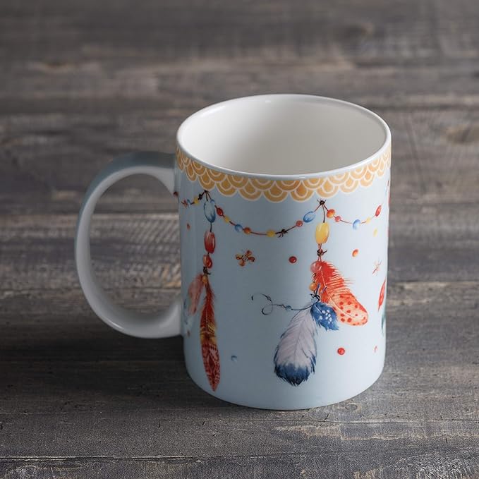 Maison d' Hermine Coffee Mug with Handles Fine Bone China Mugs Pack of One Tea Cups for Hot Beverages Cappuccino Latte Home Restaurant Office Perfect for Gift (Ibiza - Festival, 12 Ounce)