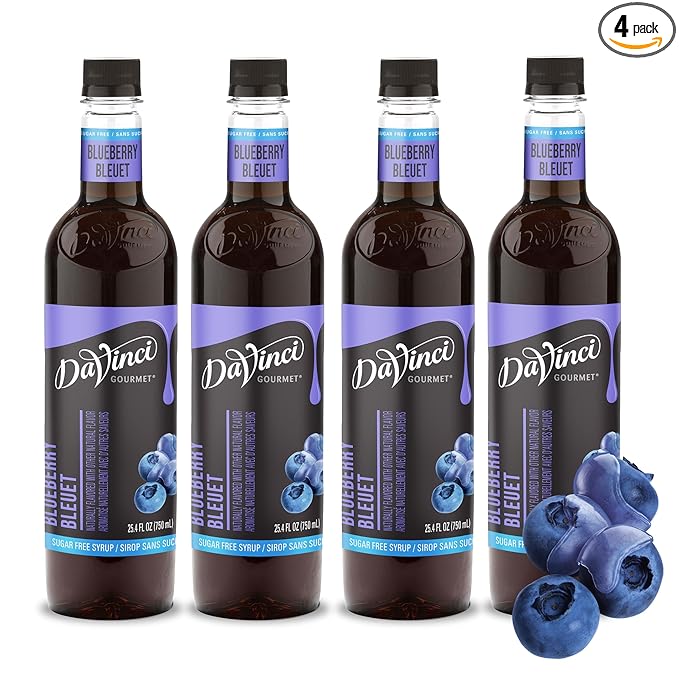 DaVinci Gourmet Sugar-Free Blueberry Syrup, 25.4 Fluid Ounces (Pack of 4)