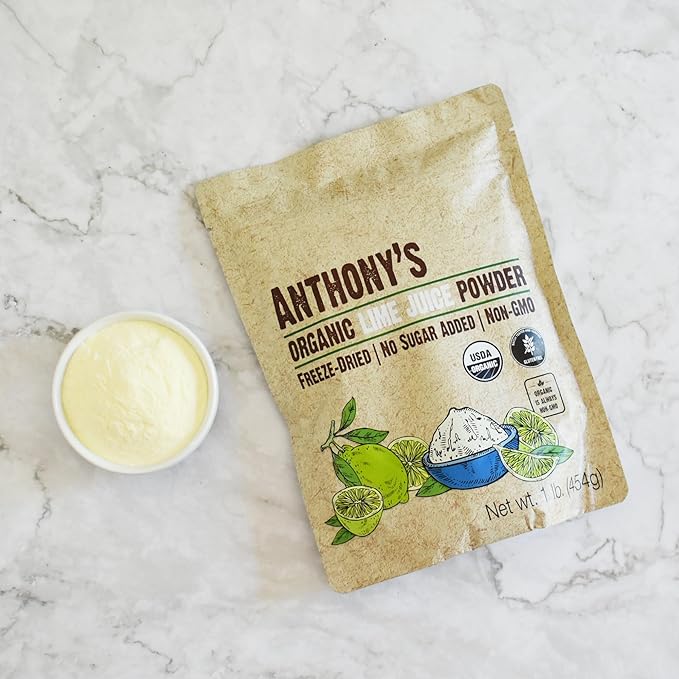 Anthony's Organic Lime Juice Powder, 1 lb, Freeze Dried, Unsweetened, Gluten Free, Non GMO