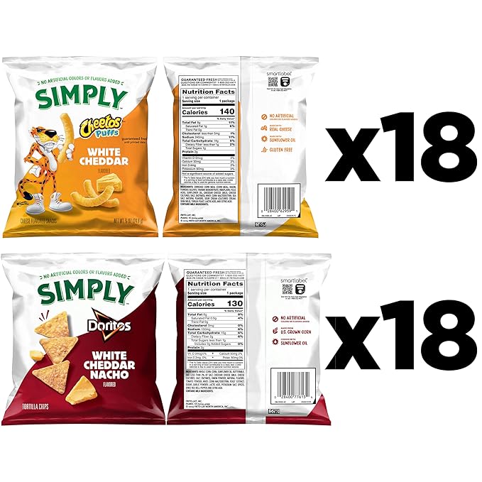 Simply, Doritos & Cheetos Mix Variety Pack, 0.875 Ounce (Pack of 36)