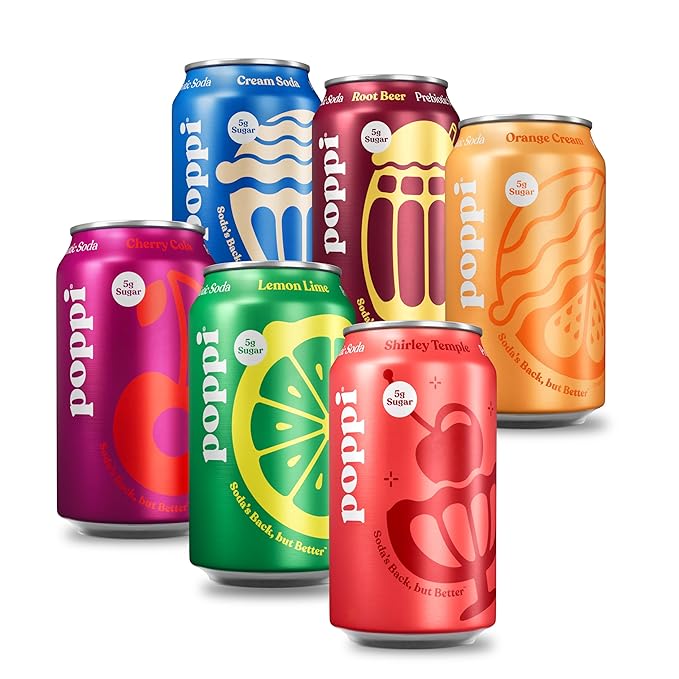 Poppi Sparkling Prebiotic Soda Beverage with Apple Cider Vinegar, Seltzer Water and Fruit Juice, Major Mix Variety Pack 12 Fl Oz, Pack of 12, Packaging May Vary