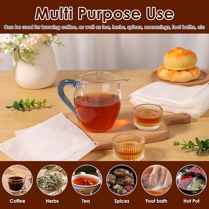 1000Pcs No Mess Cold Brew Coffee Filters, 4x6 Inch Disposable Coffee Filter Bag with Drawstring, Fine Mesh Brewing Bags for Loose Leaf Tea, Iced Coffee and Herbs