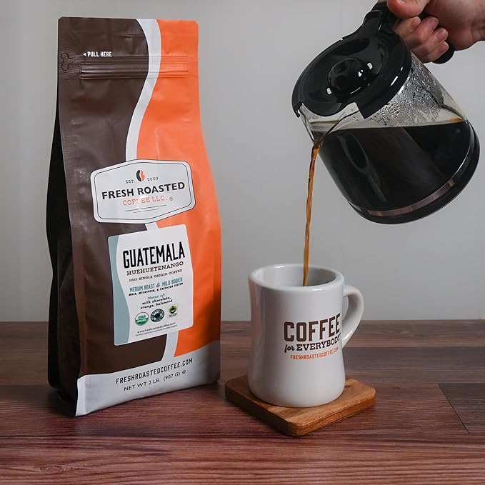Fresh Roasted Coffee, Organic Guatemala | Single Origin, USDA Organic, Mold & Myco 3rd Party Tested, Kosher | Medium Roast 2 lb (32 oz) Whole Bean