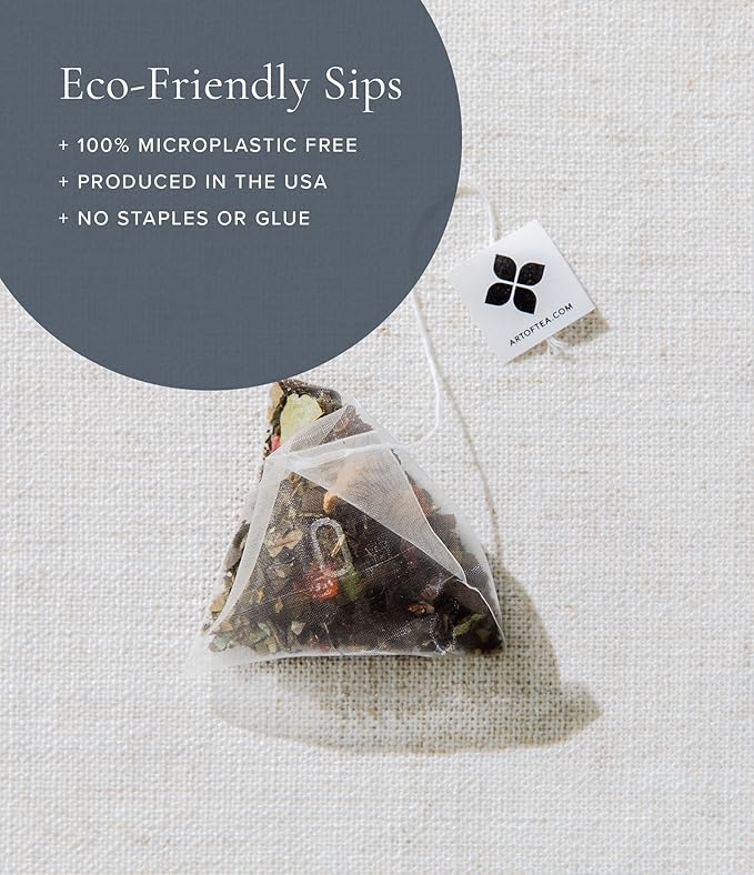 Art of Tea | Organic Earl Grey Black Tea | Earl Grey Tea Bag | 50 Eco Friendly Pyramid Black Tea Bag Sachets