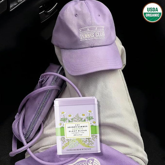 Life Plus Style Gourmet The Secret Garden Sleep Tea USDA Organic Chamomile Peppermint & Fennel Blend Caffeine-Free Non GMO Gluten Free 50 Tea Bags in Gift Tin