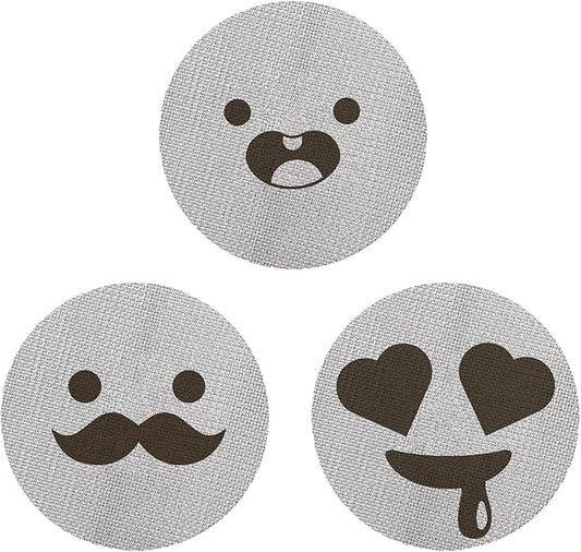 51mm Espresso Puck Screen 3-Pack, Lower Shower Screen, Metal Coffee Reusable Filter for Espresso Portafilter Basket, 1.7 Thickness - 316 Stainless Steel(Cute Face)