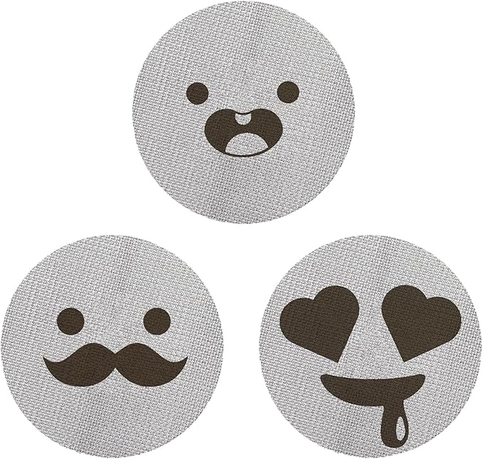 58.5mm Espresso Puck Screen 3-Pack, Lower Shower Screen, Metal Coffee Reusable Filter for 58mm Espresso Portafilter Basket, 1.7 Thickness - 316 Stainless Steel(Cute Face)