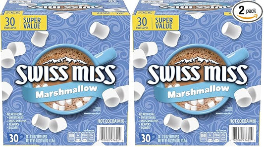 Swiss Miss Chocolate Hot Cocoa Mix With Marshmallows, Hot Cocoa Bar Supplies, 1.38 oz., Envelopes (Pack of 60)