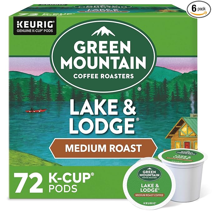 Green Mountain Coffee Roasters Lake and Lodge Blend Keurig Single-Serve K-Cup pods, Dark Roast Coffee, 72 Count