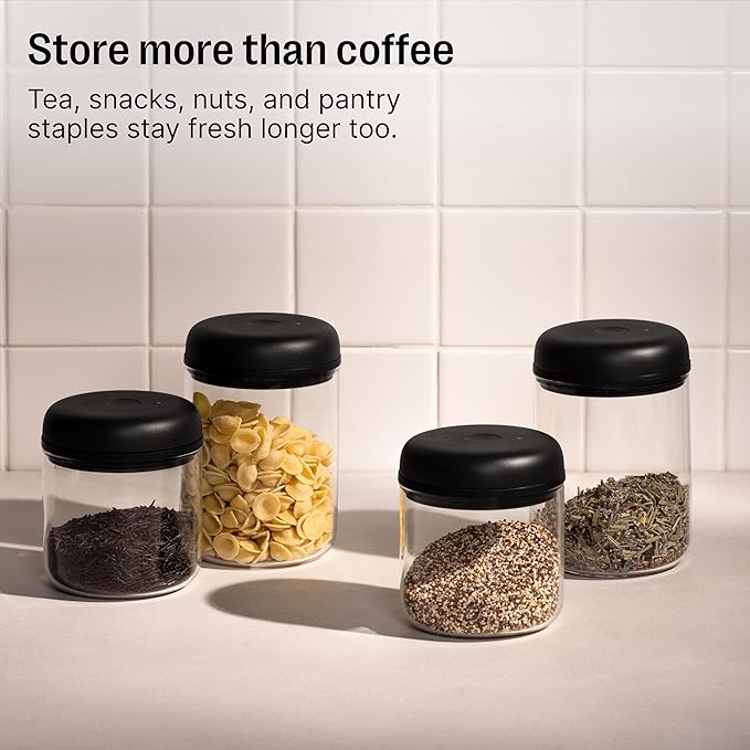 Fellow Atmos Electric Vacuum Canister & Storage Container - Airtight Coffee & Food Storage Containers - Coffee Containers - (Clear Glass, 1.2 Liter)
