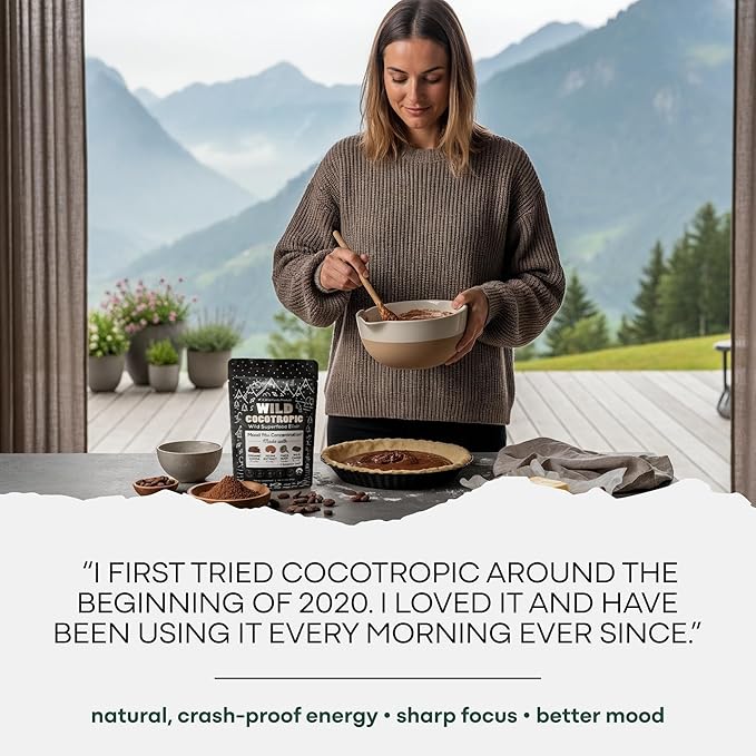 Organic Cocotropic Superfood Mushroom Hot Chocolate Mix, 8 oz | Non-GMO, Vegan, Gluten Free, Reishi Mushrooms, Chaga