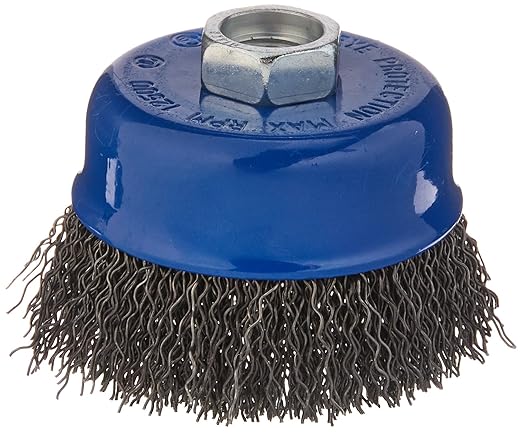 Mercer Industries 188014B - 2-3/4" x M14 x 2.0 Crimped Cup Brush, .020 Carbon Steel Wire