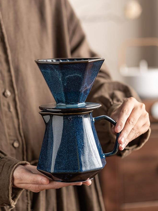 Pour Over Coffee Maker,Ceramic Coffee Maker With 40 pcs Paper Filter，20oz/600ml Pour Over Coffee Dripper