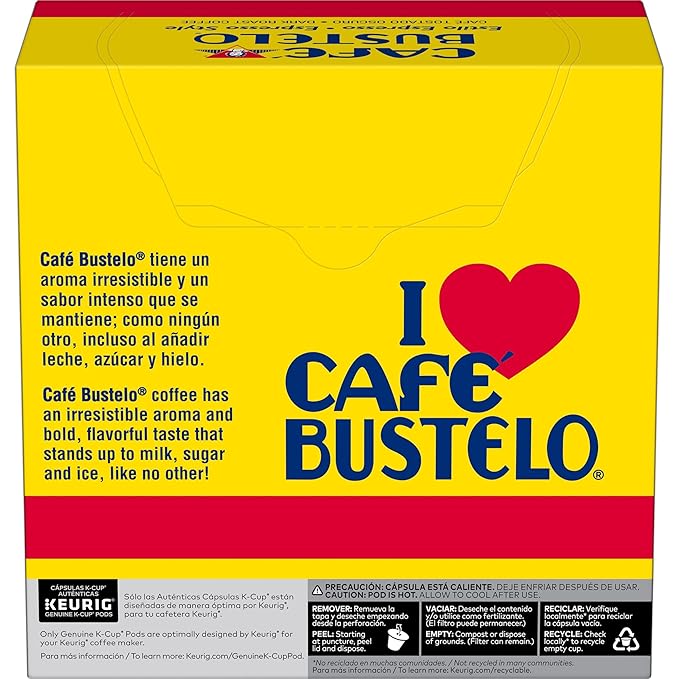 Café Bustelo Espresso Style, Dark Roast Coffee, Keurig K-Cup Pods, 32 Count Boxes (Pack of 4)