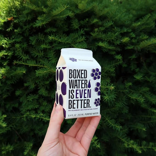 Boxed Water 8.5 oz. (24 Pack) – Blackberry in Boxes, BPA-Free, Refillable Cartons, Sustainable Alternative to Premium Plastic Bottled Water, Mini Water for Kids