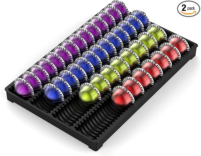 EVERIE Coffee Pod Storage Holder Drawer Insert for Counter Compatible with Nespresso Vertuoline Capsules, Pack of 2