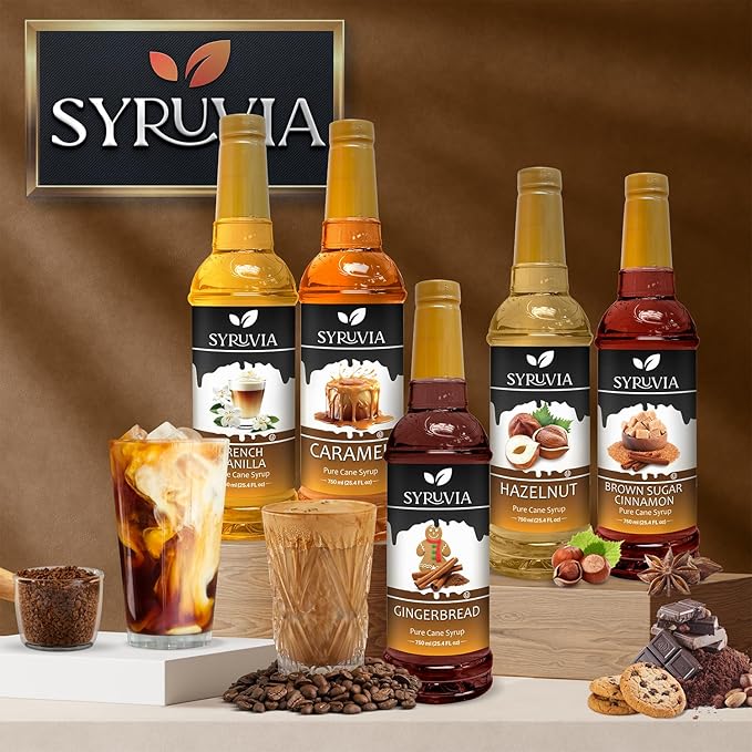 Syruvia Coffee Syrup, Butterscotch Flavored Syrup for Drinks, Lattes, and Desserts – 25.4 fl oz,