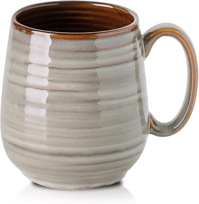 HASENSE Coffee Mug, 20 oz Large Ceramic Latte Cup with Big Handle, Pottery Tea Cup for for Office and Home, Oversized Mug Gift for Dad and Mom, Dishwasher & Microwave Safe, 1 PCS(Grey)