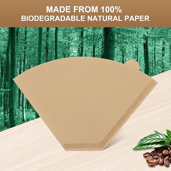 Coffee Filters Compatible with Moccamaster Coffee Machine, 200 Pcs #4 Cone Unbleached Disposable Filter Paper for Technivorm Moccamaster 8-10 Cup KBT KBGV KB