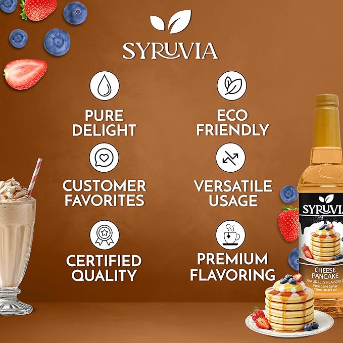 Syruvia Coffee Syrup, Cheese Pancake Flavored Syrup for Drinks, Lattes and Desserts – 25.4 fl oz