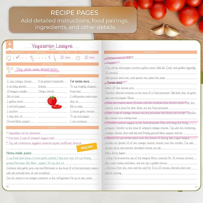 Clever Fox Recipe Book – Blank Family Cookbook – Empty Cooking Journal – Notebook Organizer to Write In Recipes – Medium, A5 (Olive)