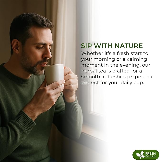 FreshDrinkUS, Premium 135 Tea Bags Men Super Tea – Herbal Blend with Senna, Dandelion Root, Ginger, Peppermint & More – 100% Natural, Sugar-Free. Caffeine-Free. Gluten-Free. Vegan