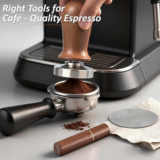 Espresso Tamper, Professional Spring Loaded Espresso Accessories with WDT Tool Espresso & Puck Screen, Compatible with 53mm/54mm Breville Portafilter, Coffee Tamper for Home & Commercial Use