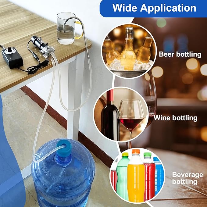 Food Grade Electric Water Transfer Pump Siphon Self-Priming Small Water Pump 110-240V 2L/Min Adjustable Flow for Home Brew Wine, Beer, Kombucha, Ice Maker, Bottled Water, Coffee, Cooking, Aquariums