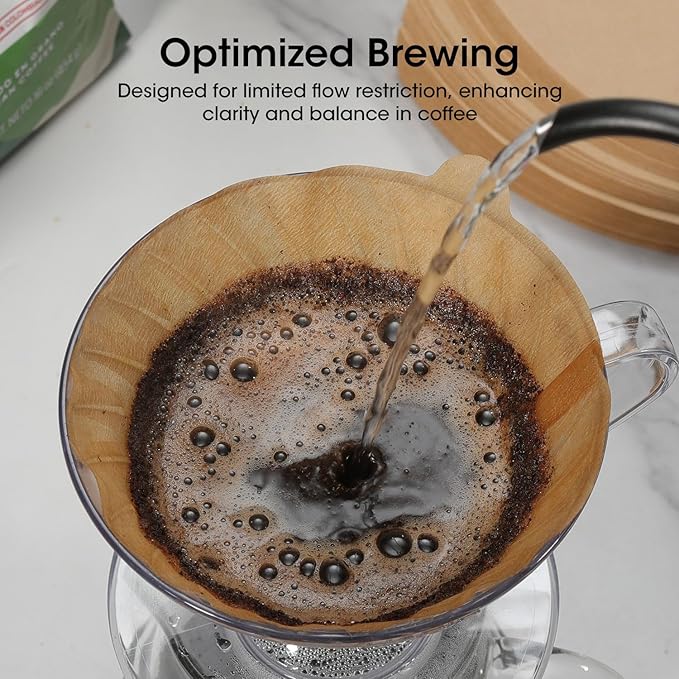 V60 Coffee Filters 02, ONIOU Unbleached Size 02 Cone Coffee Filters, 200 Count Natural Brown Pour Over Paper Filters for Hario V60 & Others 1–4 Cup Coffee Dripper - Package May Vary