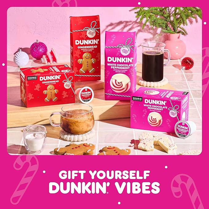Dunkin’ White Chocolate Peppermint Artificially Flavored Ground Coffee, 11 oz. Bag, 6 Count