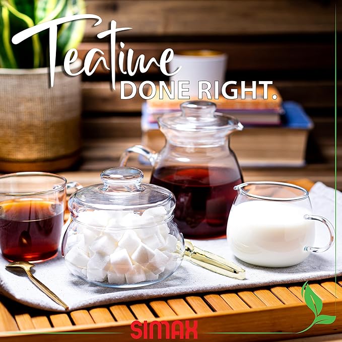 SIMAX Borosilicate Glass Sugar Bowl with Lid, 16 Ounce, Clear, Durable, Dishwasher Safe, Classic Style, Sugar Container, Coffee Beans, Nuts, Tea, Spices Holder, Made in Czech Republic