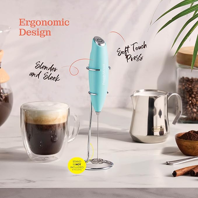 Powerful Handheld Milk Frother, Mini Milk Foamer, Battery Operated (Not included) Stainless Steel Drink Mixer for Coffee, Lattes, Cappuccino, Frappe, Matcha, Hot Chocolate.
